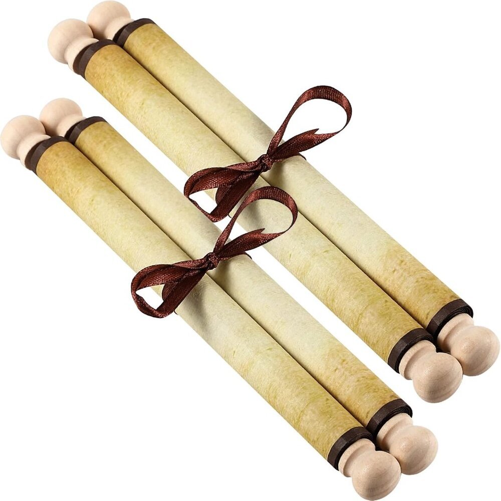 2 PCS Blank Scrolls Paper with Wood Rods, for Naughty or Nice List, Writing, Wed